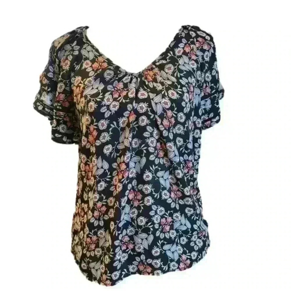 LOFT Tops - Loft Floral Lacy Ruffle Sleeve Top